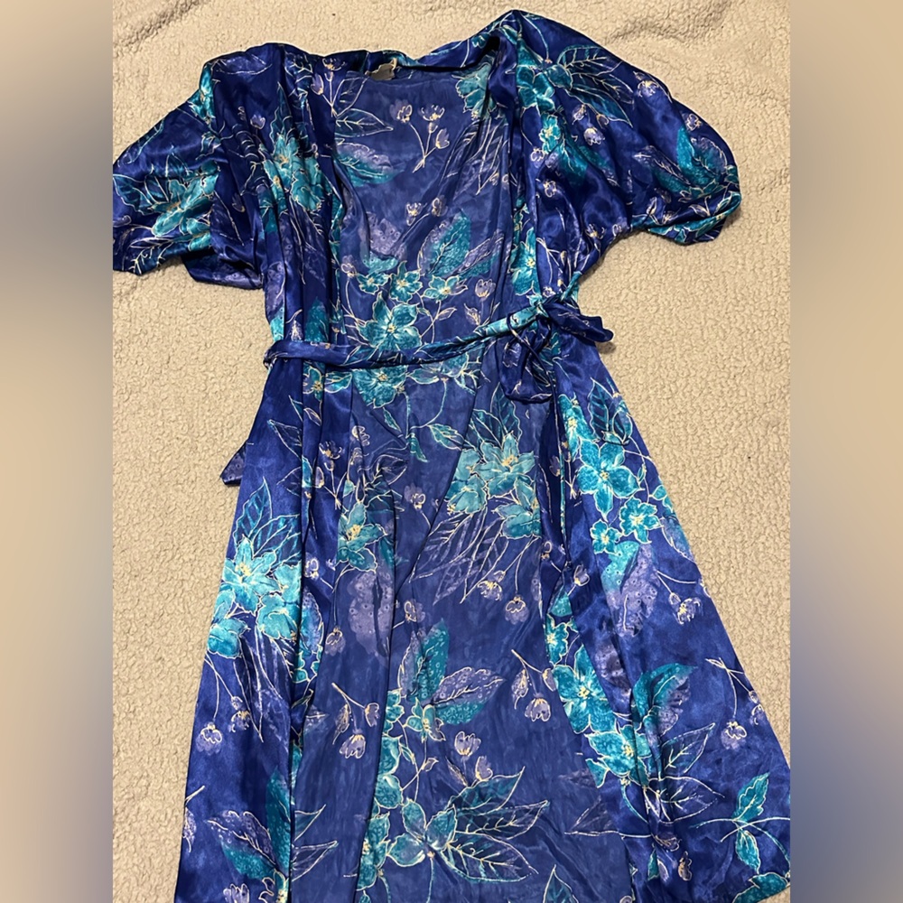 Floral Blue Kimono Robe